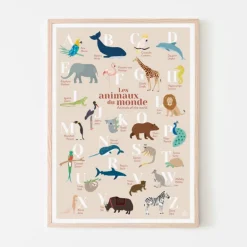 Abécédaire Les animaux du monde Français-Anglais - Papier Curieux - Beige