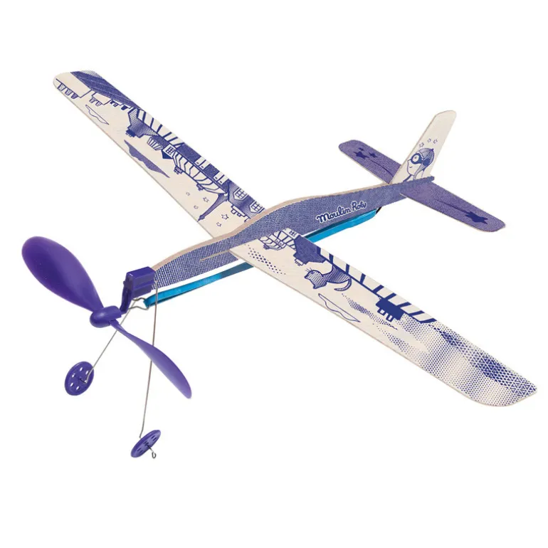 Avion à élastique - Moulin Roty - Bleu