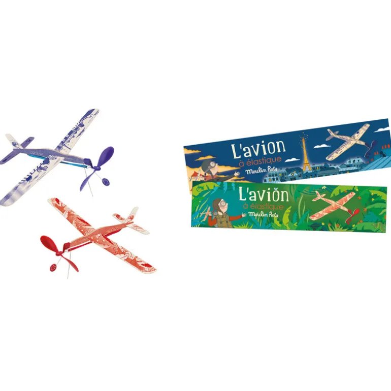 Avion à élastique - Moulin Roty - Bleu