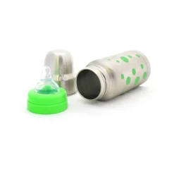 Biberon Inox Isotherme Organic Kidz 220mL goulot large - Vert