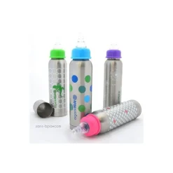 Biberon Inox Isotherme Organic Kidz 270ml goulot étroit - Oiseaux