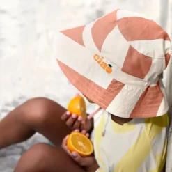 Bob anti-uv bébé - Lassig - Rayures terre/sel marin