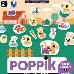 6 cartes + 100 stickers Baby - Poppik - Animals