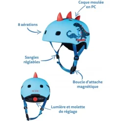 Casque bol enfant Micro - 3-6 ans (48 - 53 cm ) - Dino 3D
