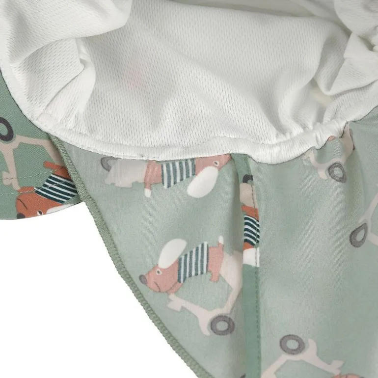 Casquette protége nuque anti-uv bébé - Lassig - Scooter/chien vert