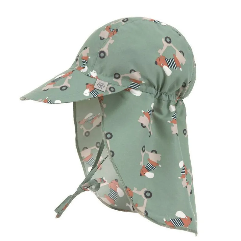 Casquette protége nuque anti-uv bébé - Lassig - Scooter/chien vert