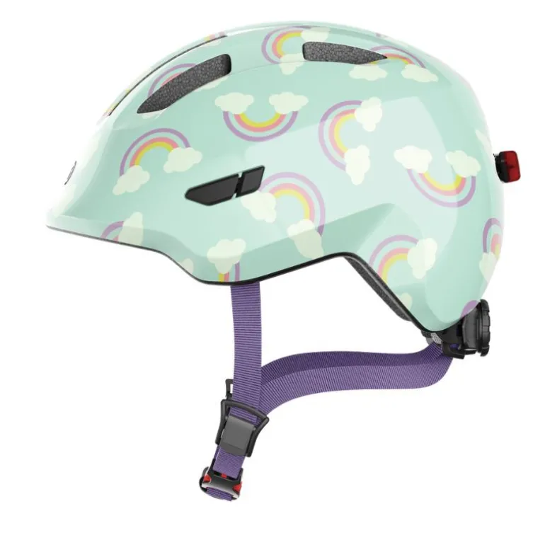 Casque vélo enfant avec éclairage - Abus Smiley 3.0 LED - Arc-en-ciel