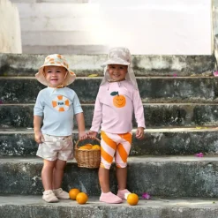 Chapeau anti-UV bébé réversible - Lassig - Orange sel marin