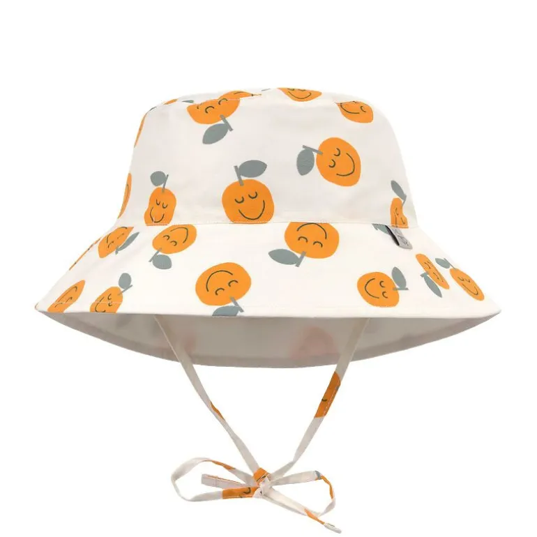 Chapeau anti-UV bébé réversible - Lassig - Orange sel marin
