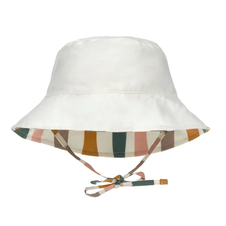Chapeau anti-UV bébé réversible - Lassig - Vagues rose / Nature