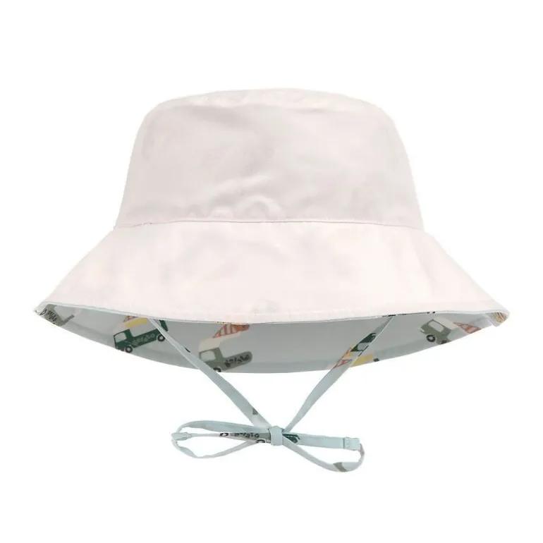 Chapeau anti-UV bébé réversible - Lassig - Camion de glace illusion bleu