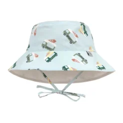 Chapeau anti-UV bébé réversible - Lassig - Camion de glace illusion bleu