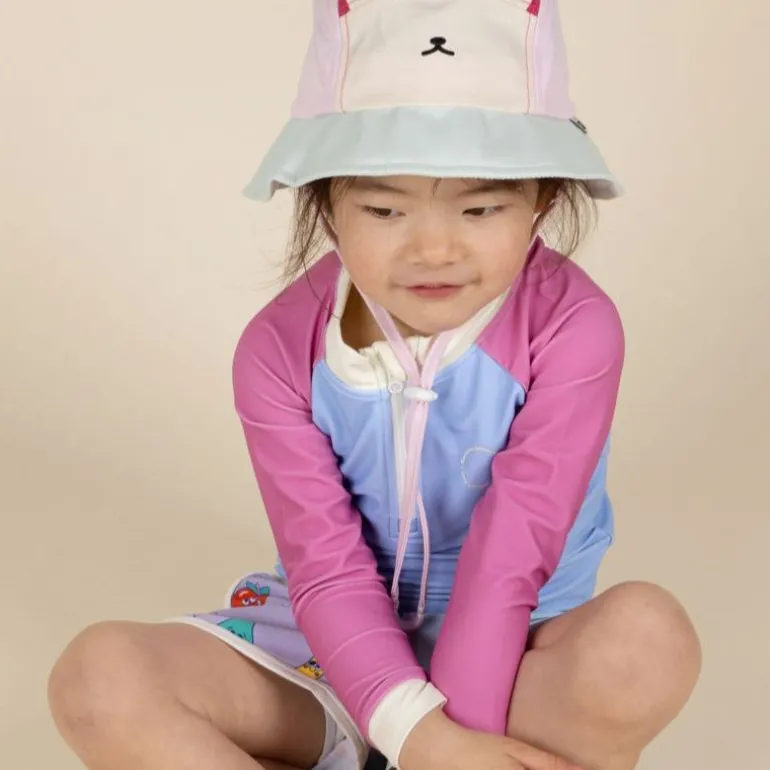 Chapeau Camper enfant anti-UV - KietLa - Ourson Framboise
