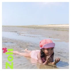 Chapeau zoli bébé/enfant en lin - Lilas/Corail