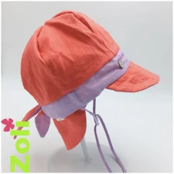 Chapeau zoli bébé/enfant en lin - Lilas/Corail
