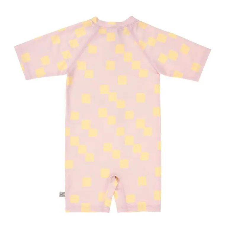 Combinaison bébé anti-UV - Lassig - Motif damier rose pâle/jaune