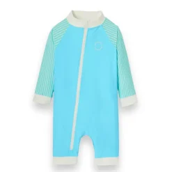 Combinaison short anti-UV enfant - KietLa - Bleu Rayures Vertes