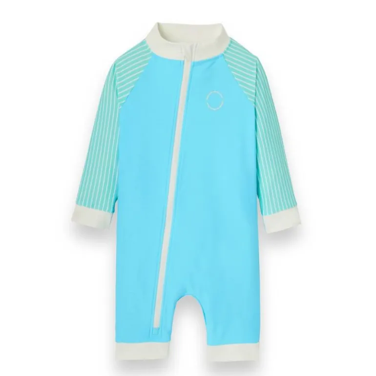 Combinaison short anti-UV enfant - KietLa - Bleu Rayures Vertes