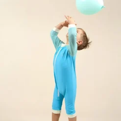 Combinaison short anti-UV enfant - KietLa - Bleu Rayures Vertes