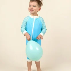 Combinaison short anti-UV enfant - KietLa - Bleu Rayures Vertes