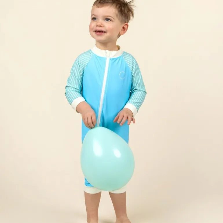 Combinaison short anti-UV enfant - KietLa - Bleu Rayures Vertes