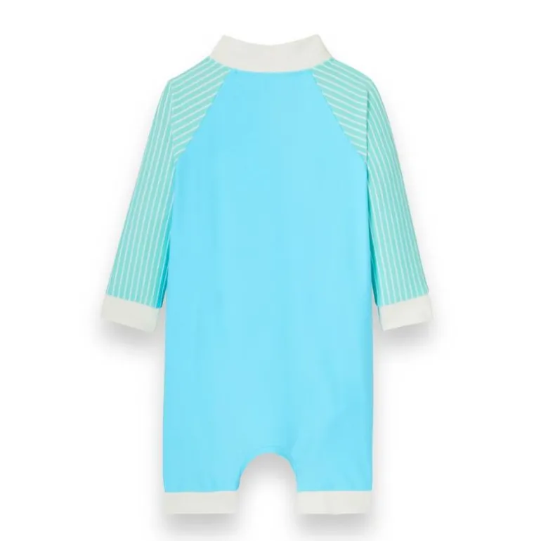 Combinaison short anti-UV enfant - KietLa - Bleu Rayures Vertes
