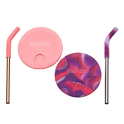 Couvercle paille Kid Cup Straw Lid - Klean Kanteen - Pink Tie Dye - Lot de 2
