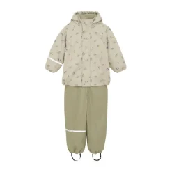 Ensemble de pluie enfant doublé polaire - Veste et Salopette - CeLaVi - White Pepper