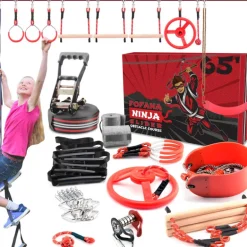 Fofana Ninja line pour enfant - Slackline + 11 Obstacles