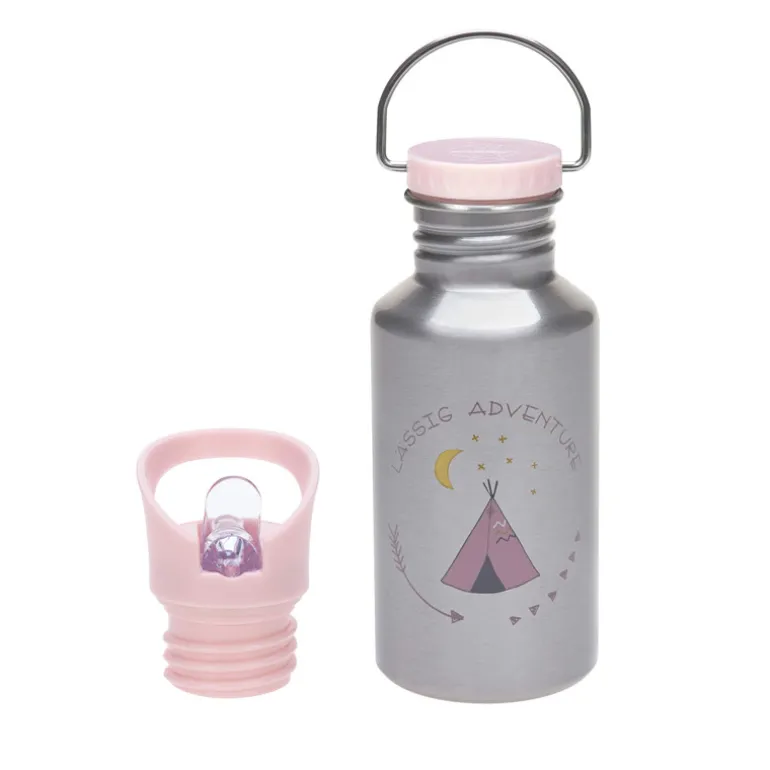 Gourde enfant inox 2 bouchons 500ml - Lassig - Adventure Tipi