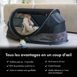 Lit de voyage Peuter Luxe Deryan - Jusqu'à 4,5 ans - Noir