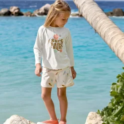 Lycra bébé manches longues - Lassig - Fleurs écru