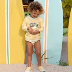 Lycra bébé manches longues - Lassig - Make vagues vanille