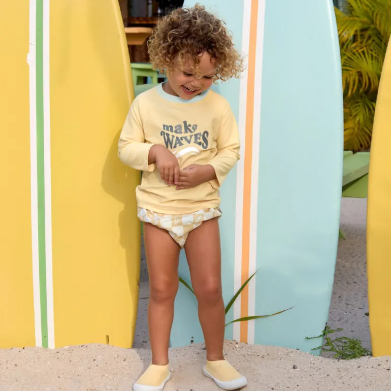 Lycra bébé manches longues - Lassig - Make vagues vanille