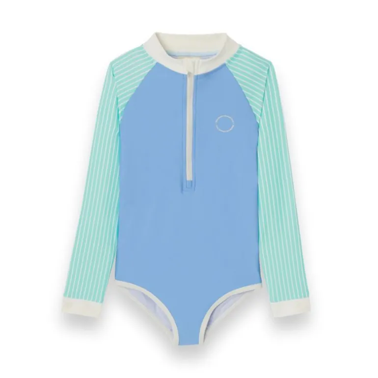 Maillot de bain fille anti-UV - KietLa - Violet Rayures Vertes
