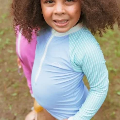 Maillot de bain fille anti-UV - KietLa - Violet Rayures Vertes