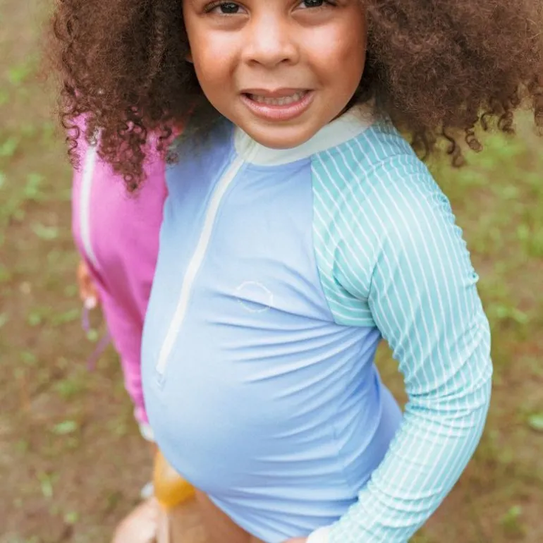 Maillot de bain fille anti-UV - KietLa - Violet Rayures Vertes