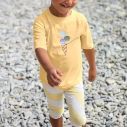 Maillot short et couche intégrée - Lassig - jaune pâle/sel marin