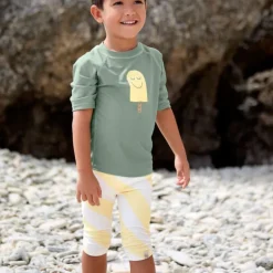 Maillot short et couche intégrée - Lassig - jaune pâle/sel marin