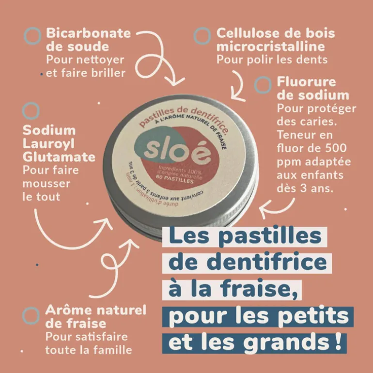 Pastilles de dentifrice bio - Sloe - Fraise