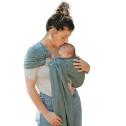 Porte bébé Sling Sergé Brisé - Néobulle - Eucalyptus