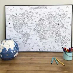 Poster coloriage - Mappemonde - Pirouette Cacahouète