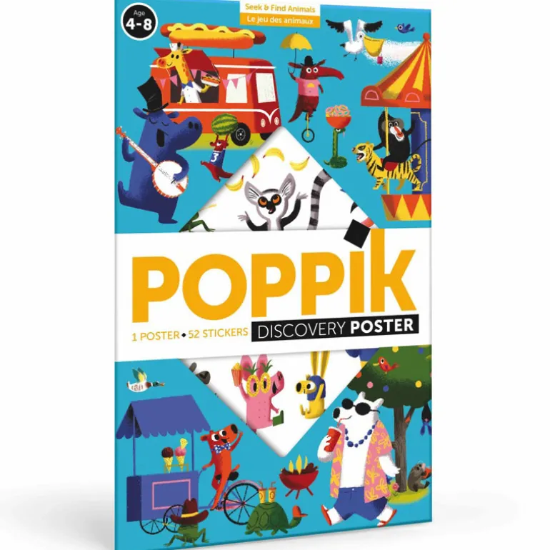 Poster Discovery Poppik et 52 stickers - Le jeux des animaux