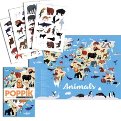 Poster Discovery Poppik et 67 stickers - Animaux du monde