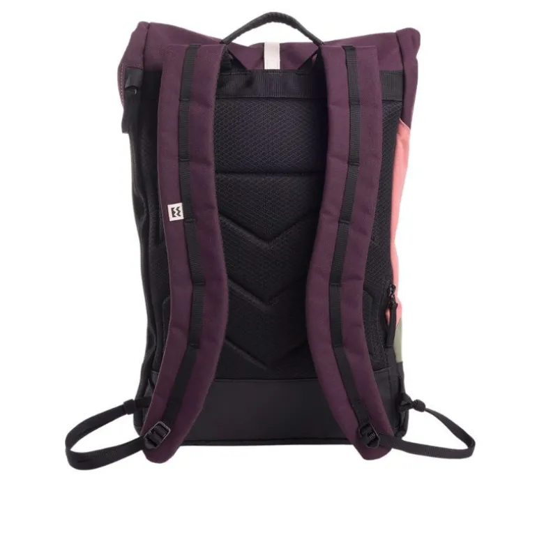 Sac à dos roll-top Wanaka Pocket - Mero Mero - Aubergine / Blossom Pink / Cypress Green