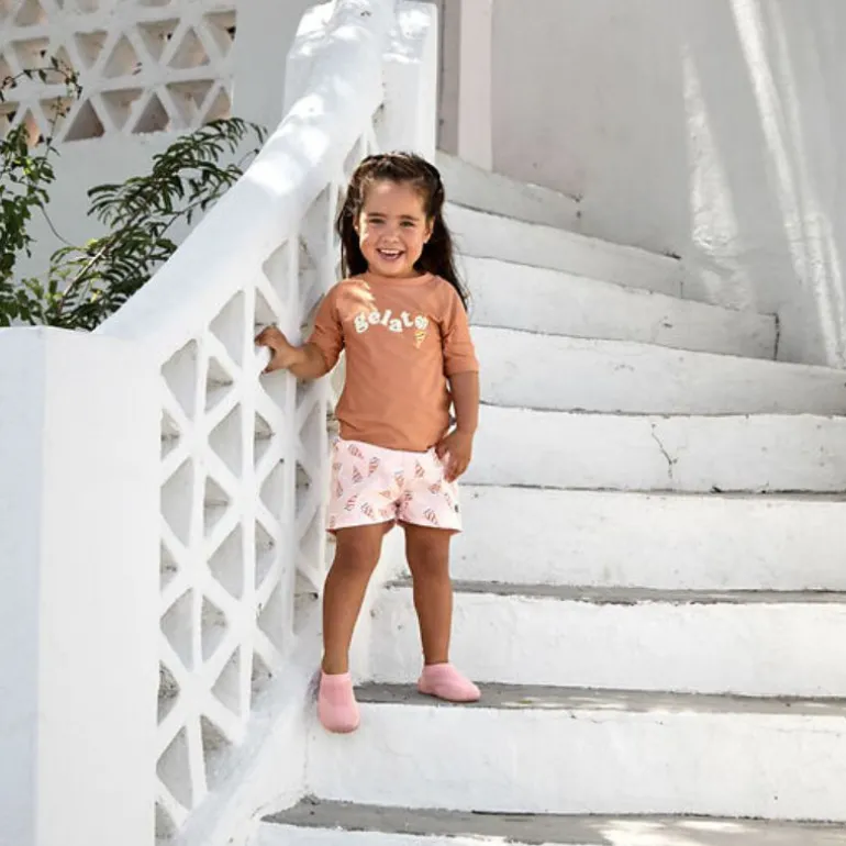 Short de bain bébé court anti-UV - Lassig - Ice Cream rose pâle