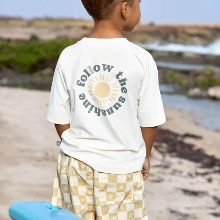 Short de bain enfant - Lassig - Carreaux vanille / écru