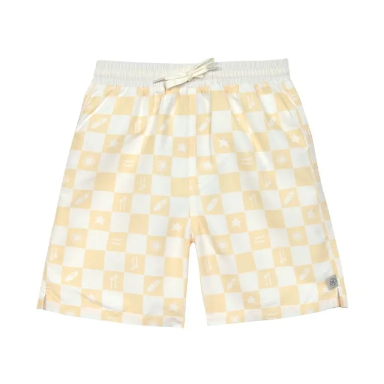 Short de bain enfant - Lassig - Carreaux vanille / écru
