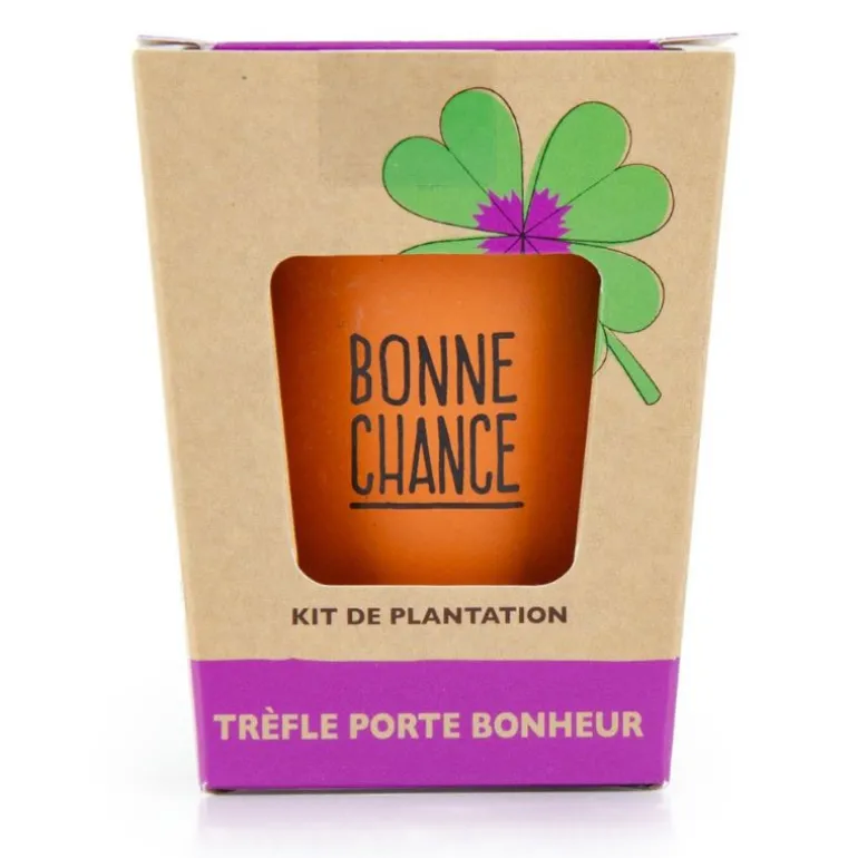 Trèfle à quatre feuilles - Kit message « Bonne chance » - Radis et Capucine