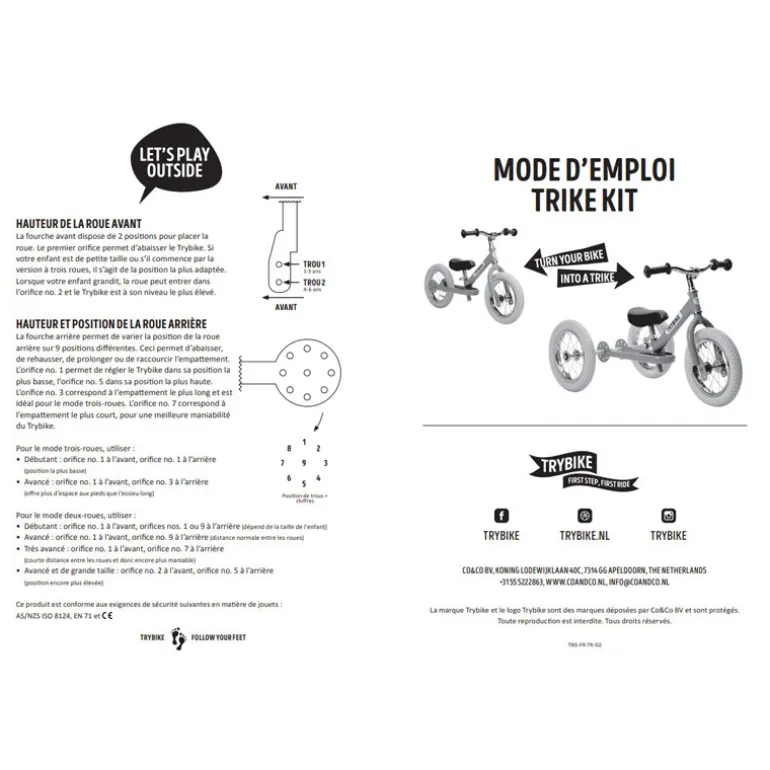 Tricycle Trybike : évolutif en draisienne - Creme